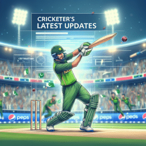 Fakhar Zaman plays a cover drive in Pakistan cricket jersey with news-style text overlay.