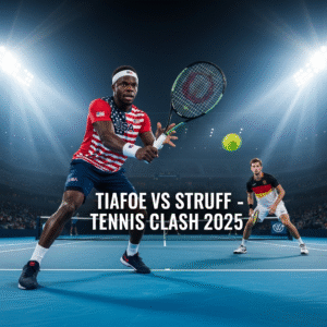 Frances Tiafoe vs Jan-Lennard Struff tennis match promotional graphic.