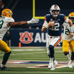 Jackson Arnold Dominates rushes past Baylor defenders during his Auburn debut