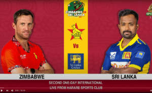 Sri Lankan bowler celebrates a stunning final-over hat-trick against Zimbabwe in a dramatic cricket match.