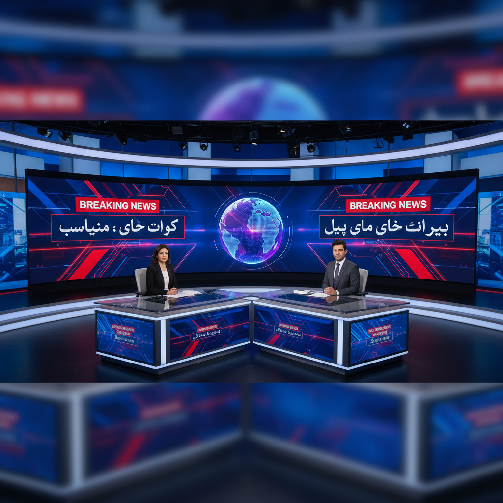 Geo News live studio with breaking news headlines in Urdu