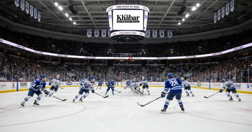 Long Beach Ice Dogs hockey team playing in a competitive game
